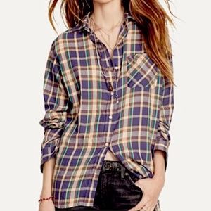 Ralph Lauren Denim & Supply RL Boyfriend Plaid Button Front Shirt, Sz S